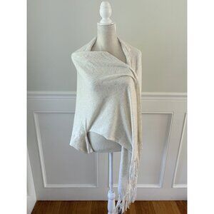 Mersea Aspen Wrap Ivory Melange Cashmere Wool Blend NWT
